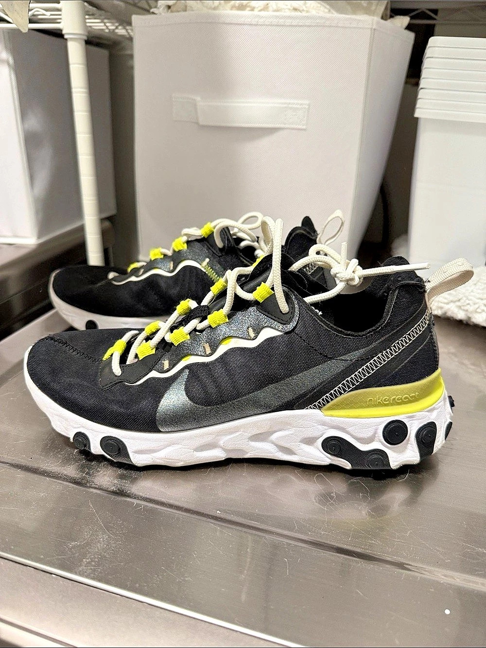 Nike React Element 55 Athletic Shoes Black & White US 8.5